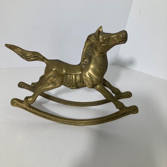 Vintage Brass Rocking Horse The Import Collection 5.5 x 8.5" - Picture 1 of 9